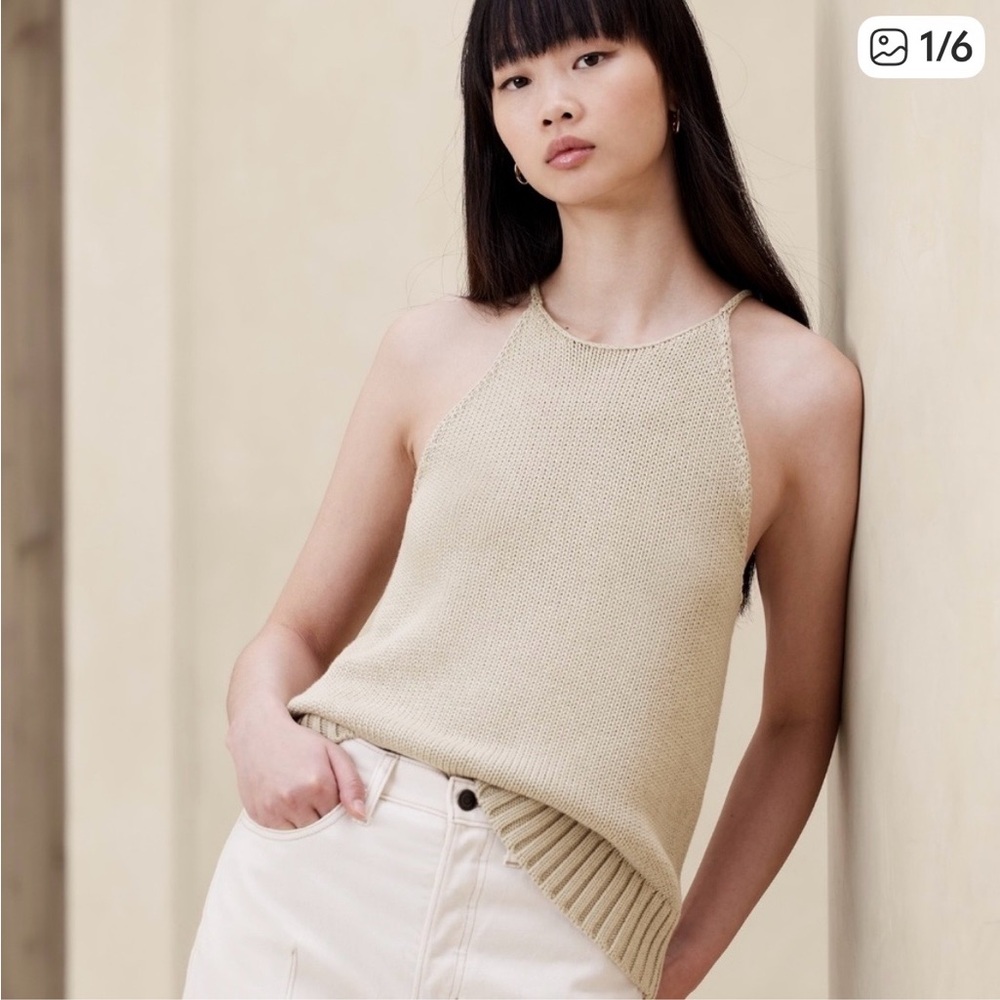Banana Republic Taupe Knit Halter Tank Top